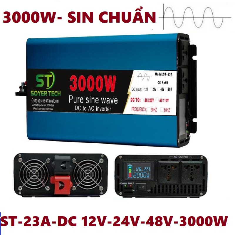 Bộ chuyển đổi điện sin chuẩn 4200w-bộ đổi nguồn 12v/24v/48v sang 220v sin chuẩn 4200w-sin chuẩn đa năng