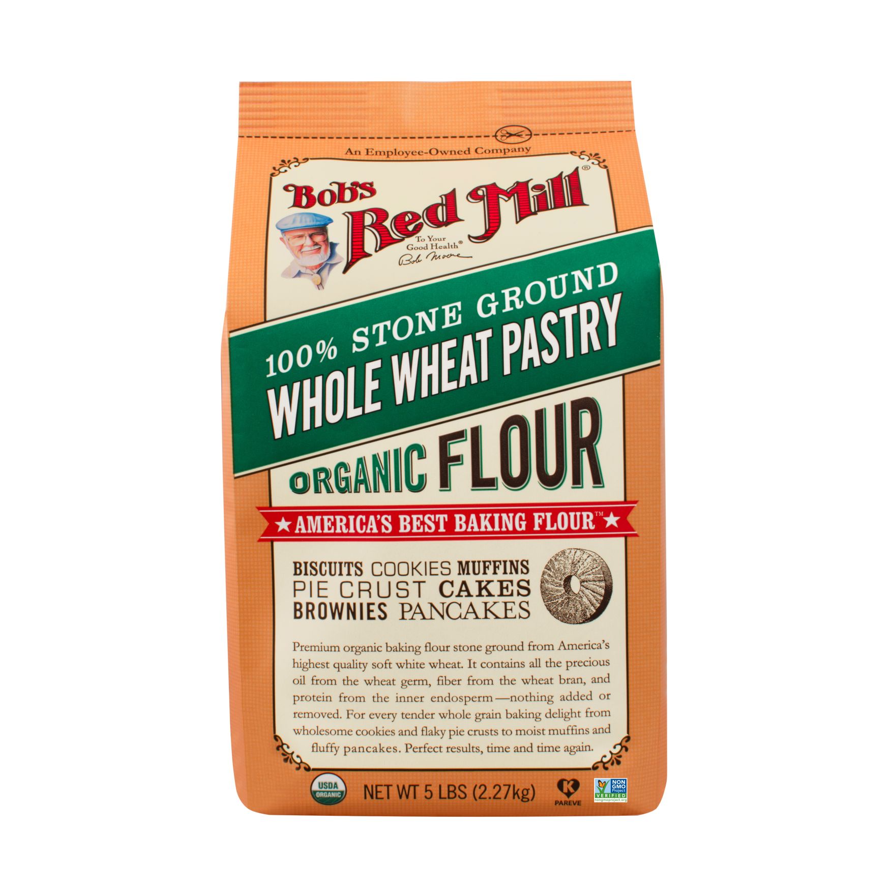 Bob's Red Mill Flour, Organic Whole Wheat Pastry flour, 5 lbs