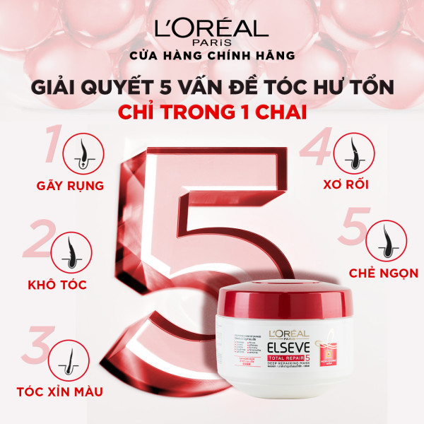 Kem ủ phục hồi tóc L'Oréal Paris Total Repair 5 200ml