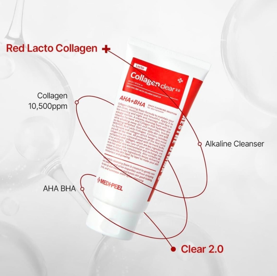 [Nhacuabeautyholic] Sữa rửa mặt MEDIPEEL RED LACTO COLLAGEN CLEAR 2.0