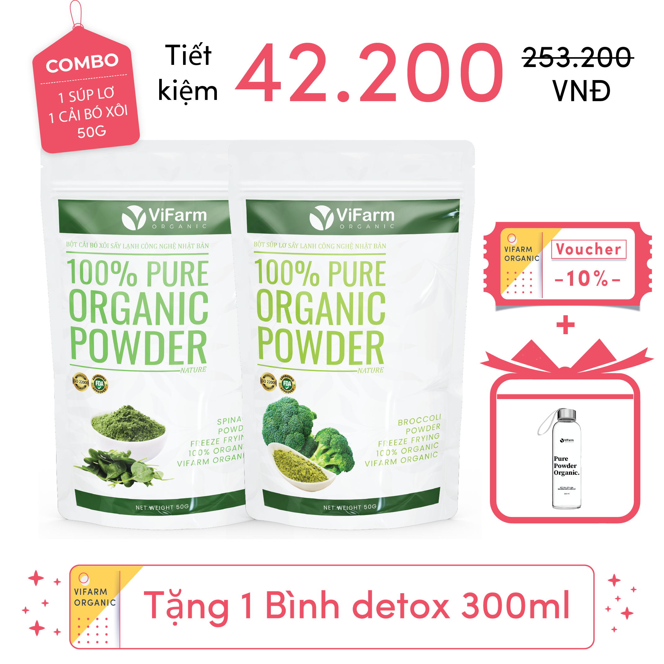 Bột Súp Lơ (Bông Cải Xanh) Nguyên Chất ViFarm 50g
