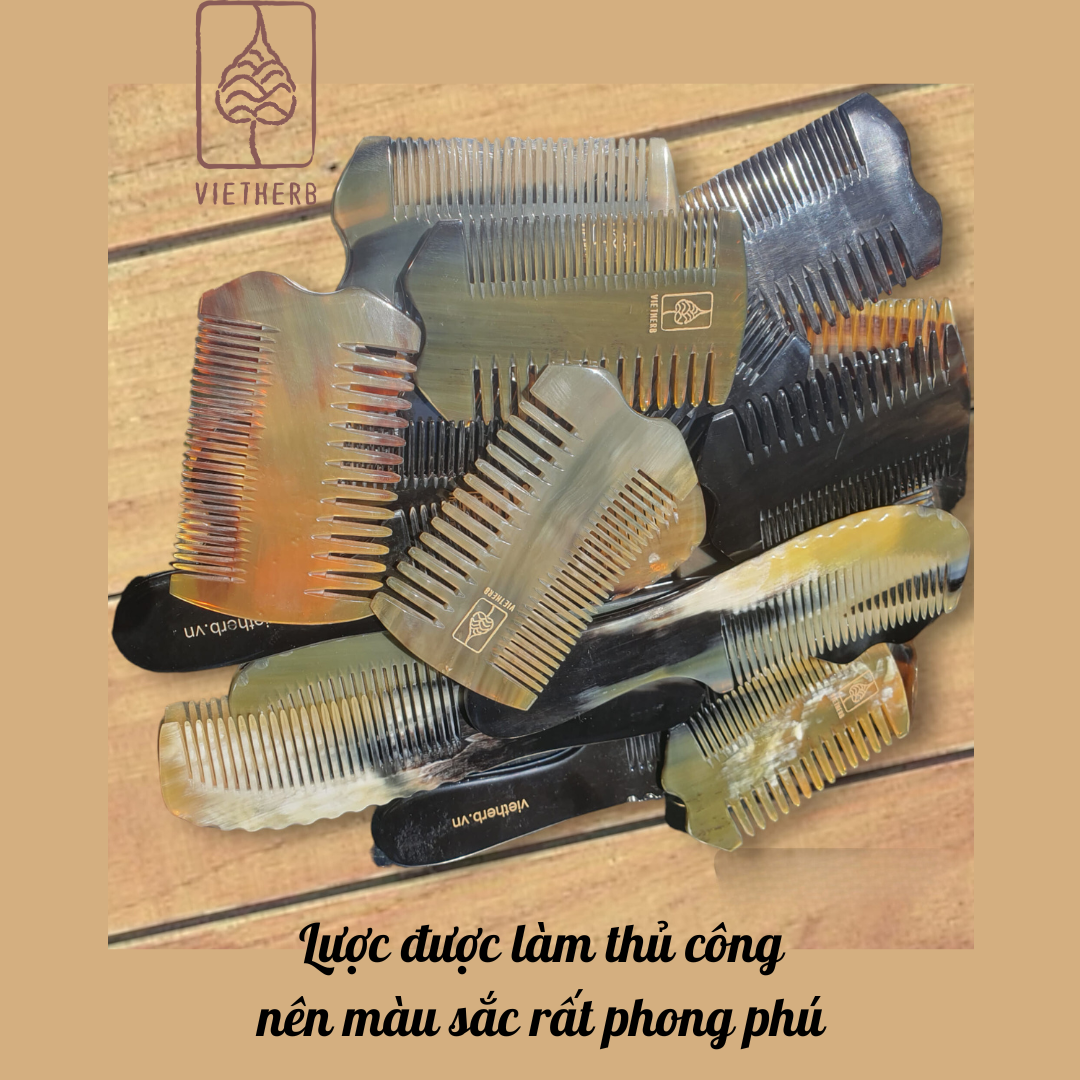 (Vietherb) Lược Sừng Dài Giúp tóc bóng đẹp, lưu thông khí huyết da đầu, massage, đánh cảm, cạo gió Koshka Home