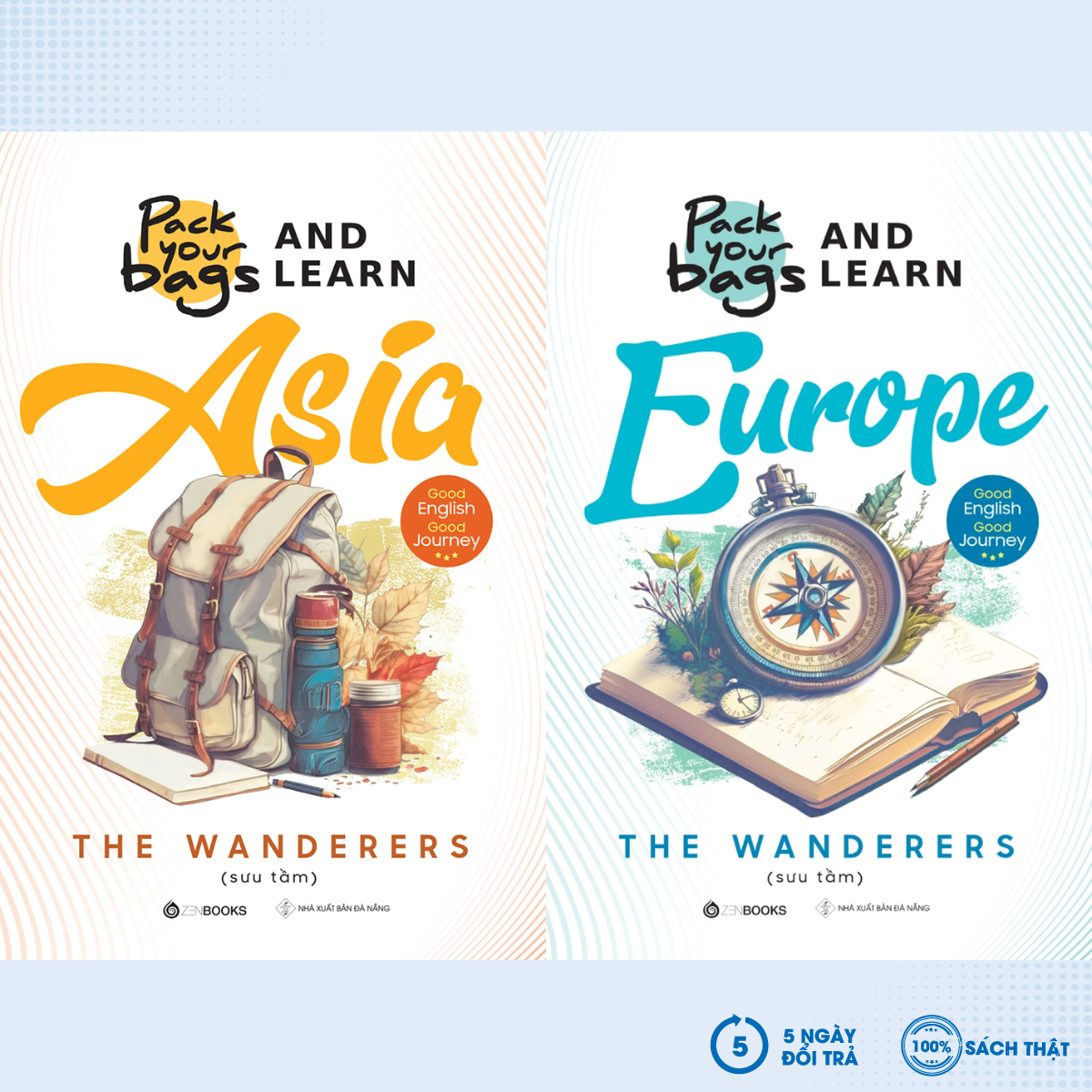 Sách - combo pack your bags and learn asia + europe - zen - newshop