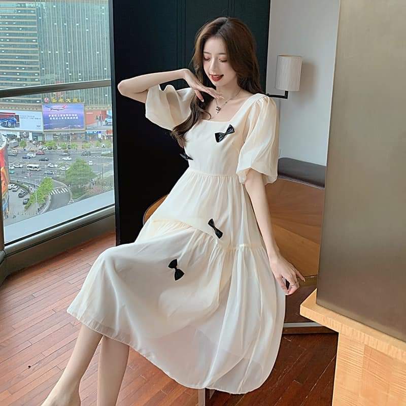 Váy Bầu Công Sở Thiết Kế- Đầm Bầu Cổ Sơ Mi Lụa Tằm Mềm Mát