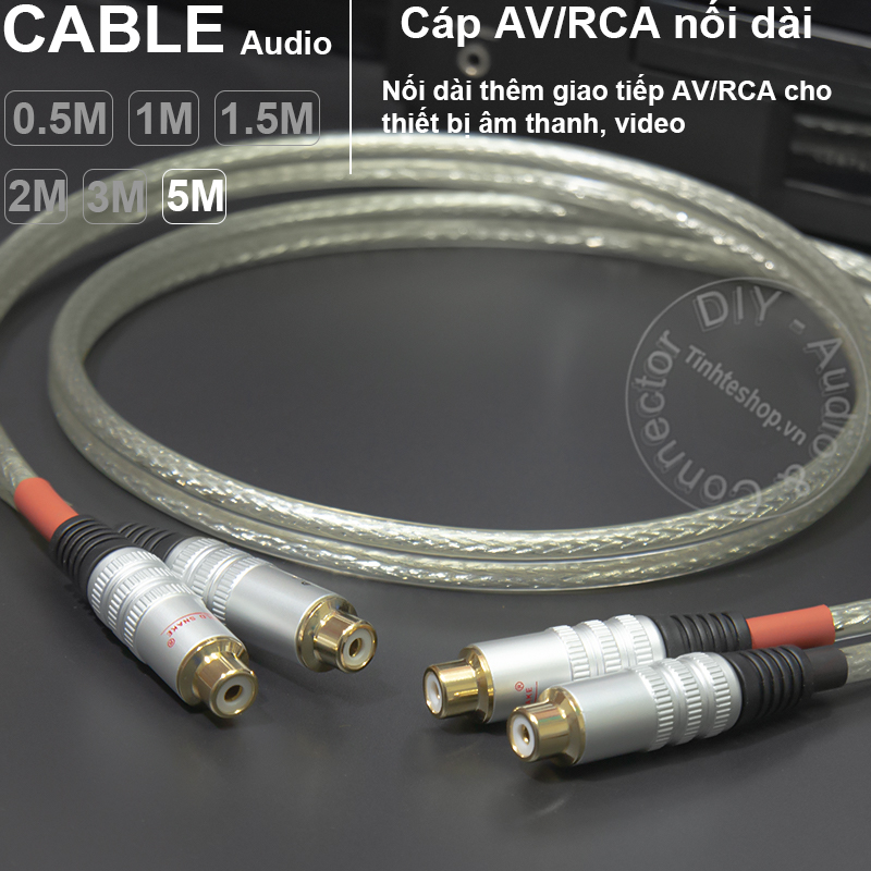 Rca female to rca female 1 pair diy 0.5m to 5m