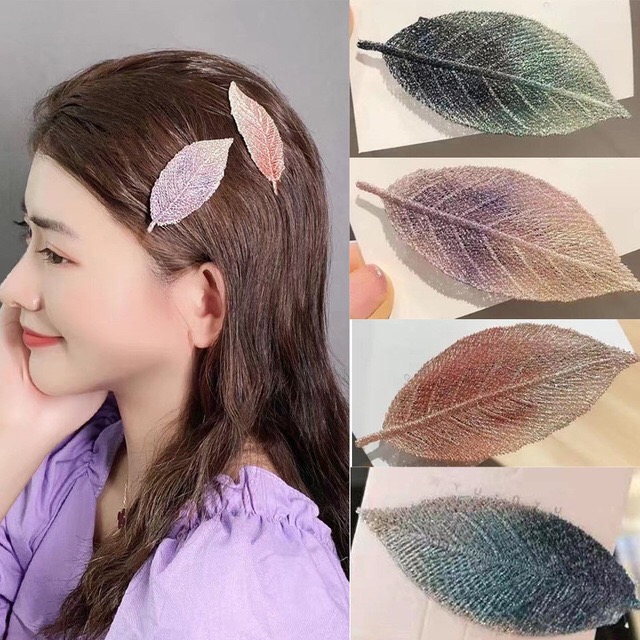KOREMI Kẹp Tóc Hình Chiếc Lá 4 Màu Style Korea