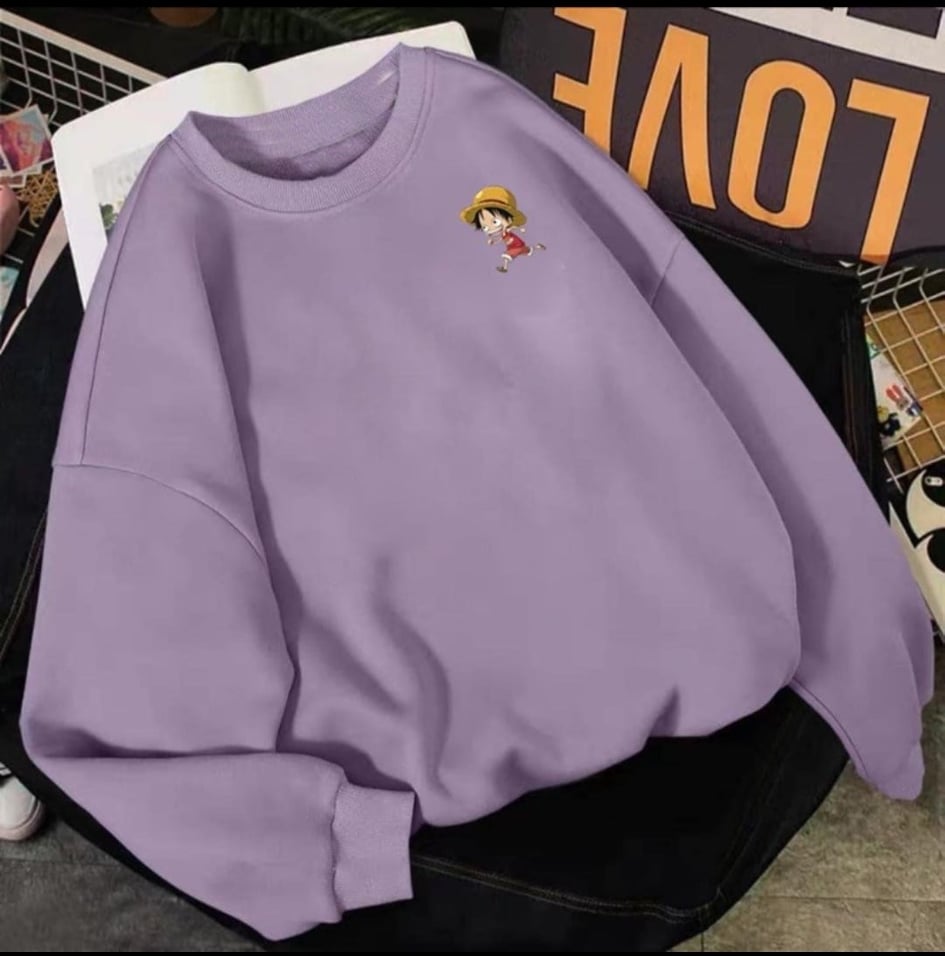 [ SWEATER ĐẸP ]Áo  sweater in hình  LUffy cute (trong luong tu 40 kg den 65kg )