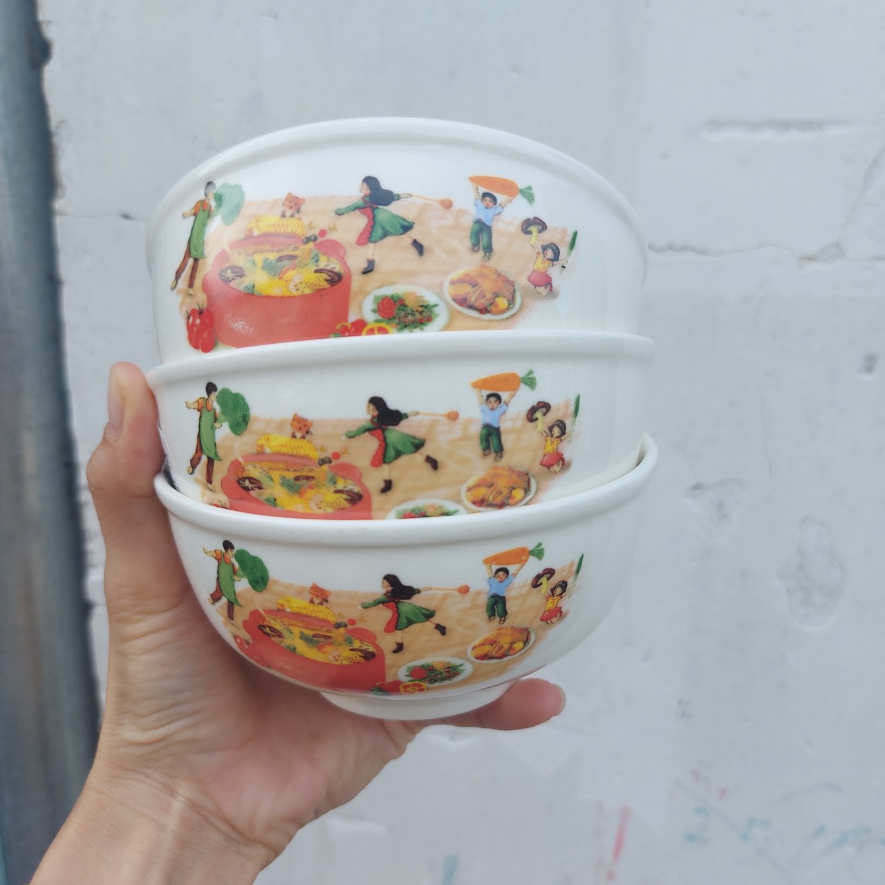 Bộ 10 chén sứ ăn cơm in hoa tiết siêu yêu