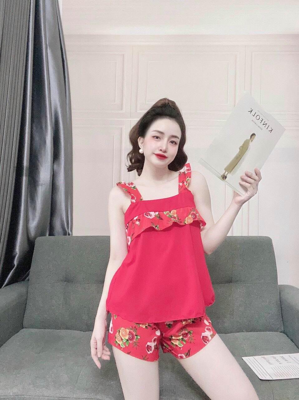 Set bộ thời trang đùi lụa 2 dây siêu dễ thương