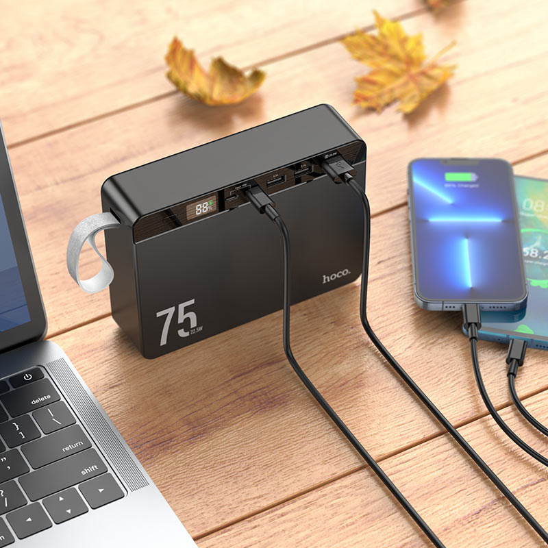 Pin sạc dự phòng Hoco J94 75000mAh USB QC3.0 22.5W, typeC PD 20W, màn hình LCD Nhất Tín Computer