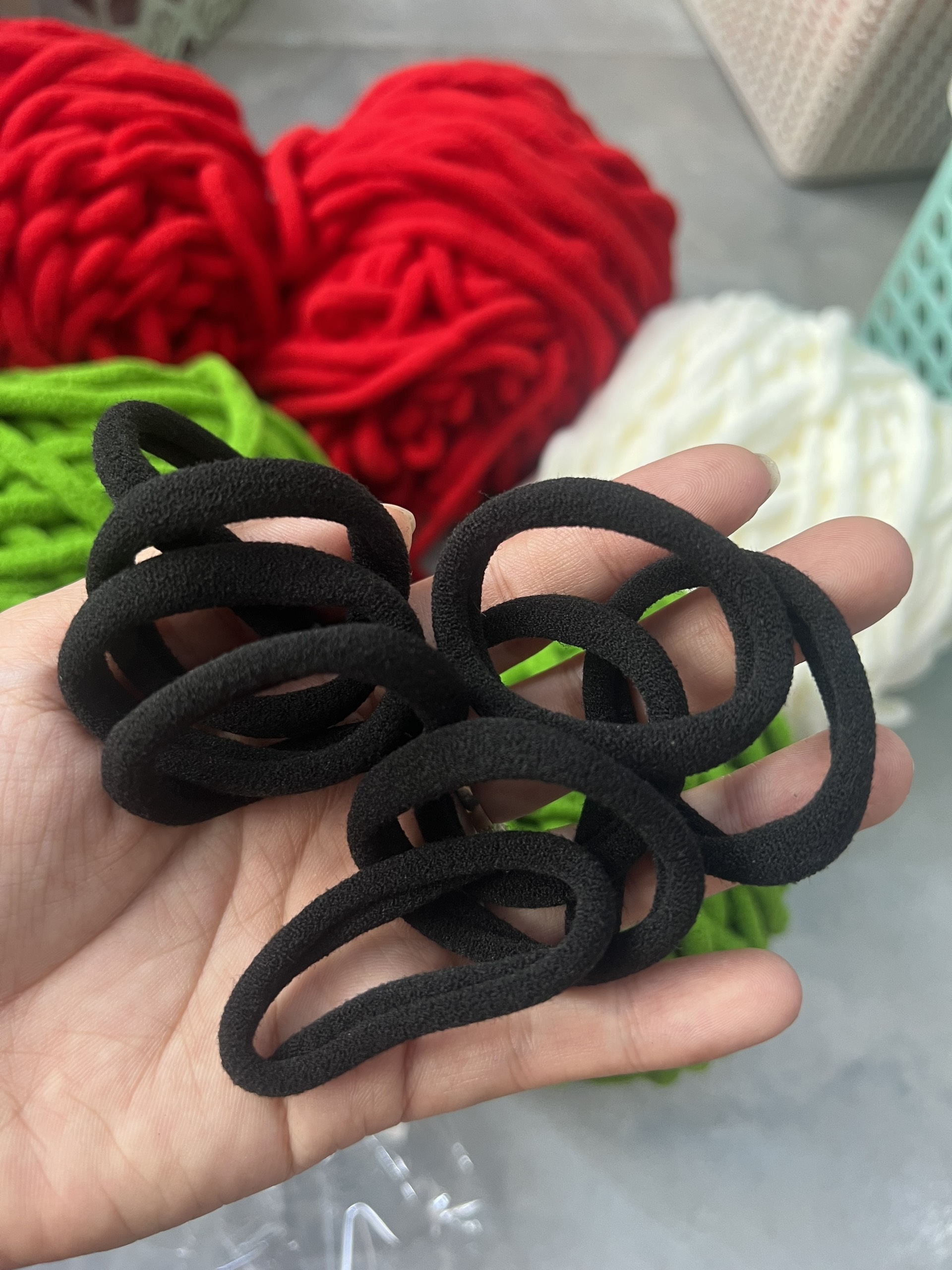 Dây buộc tóc / cột tóc trơn làm sản phẩm handmade đen - set 10 cái