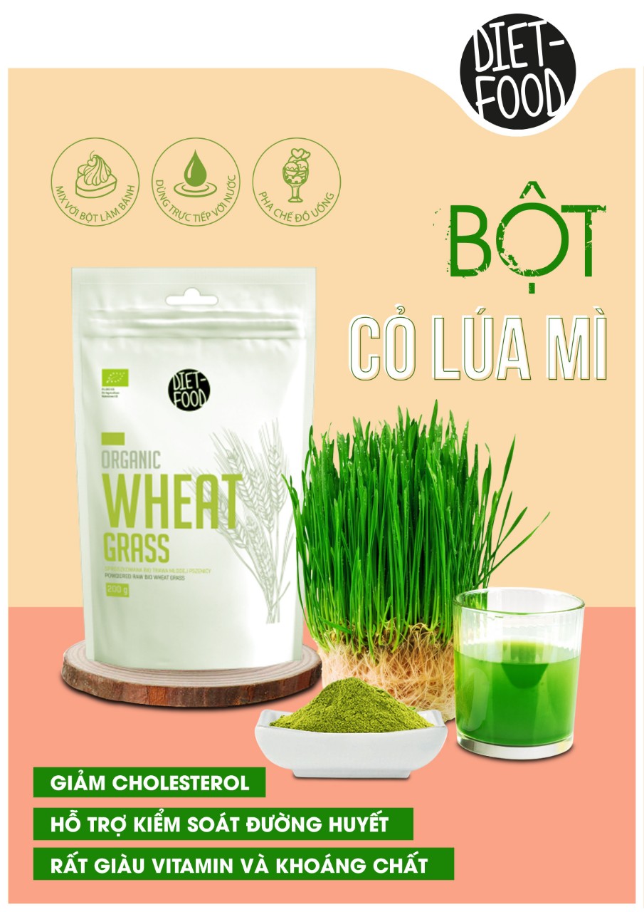 Bột Cỏ Lúa Mì Non Wheat Grass hữu cơ 200g Diet Food OrganicLife Shop