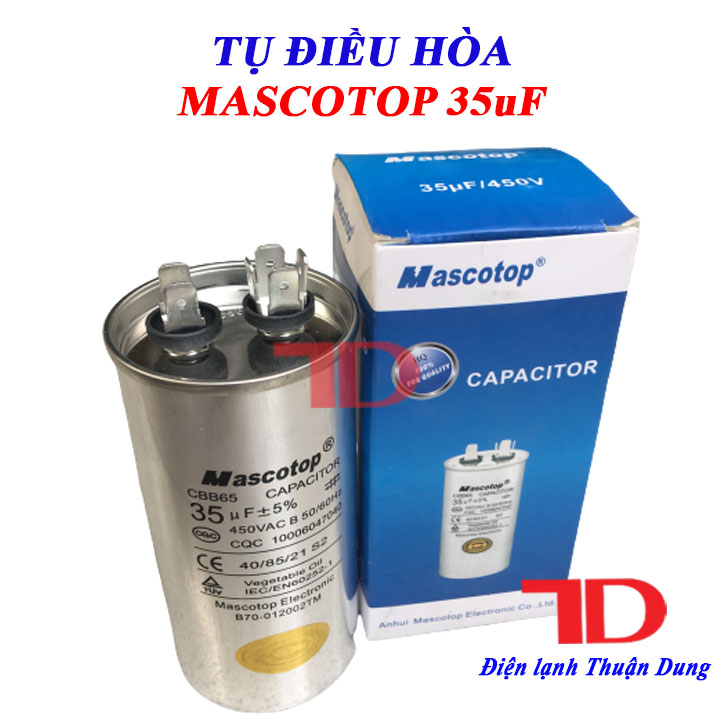 Tụ điều hòa MASCOTOP 35uF, CAPA quạt đuôi nóng - Điện Lạnh Thuận Dung