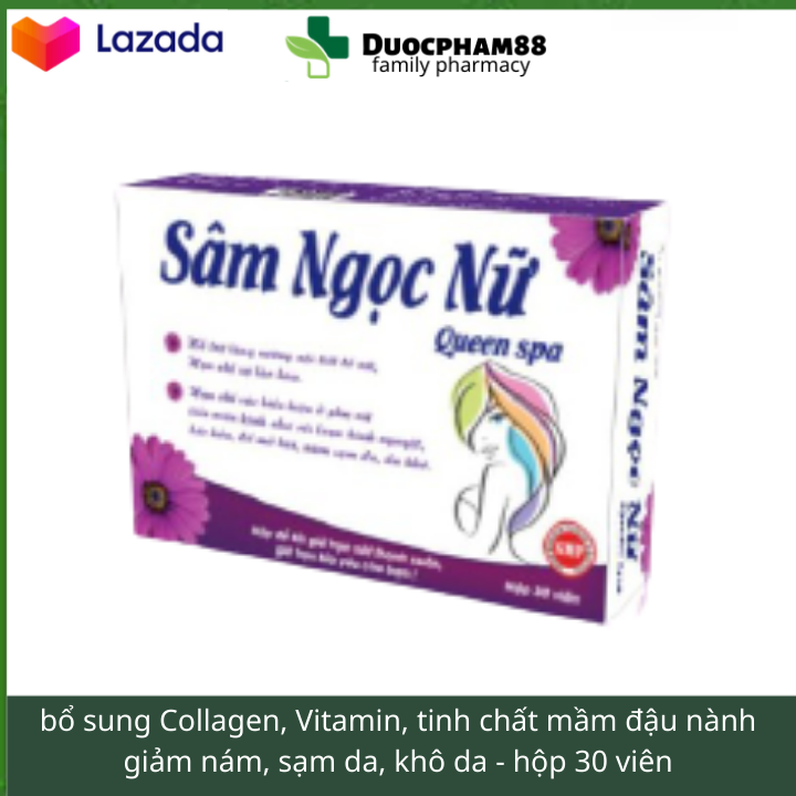 Viên uống đẹp da Sâm Ngọc Nữ bổ sung Collagen, Vitamin, tinh chất mầm đậu nành giảm nám, sạm da, khô da, tăng cường nội tiết tố nữ hộp 30 viên