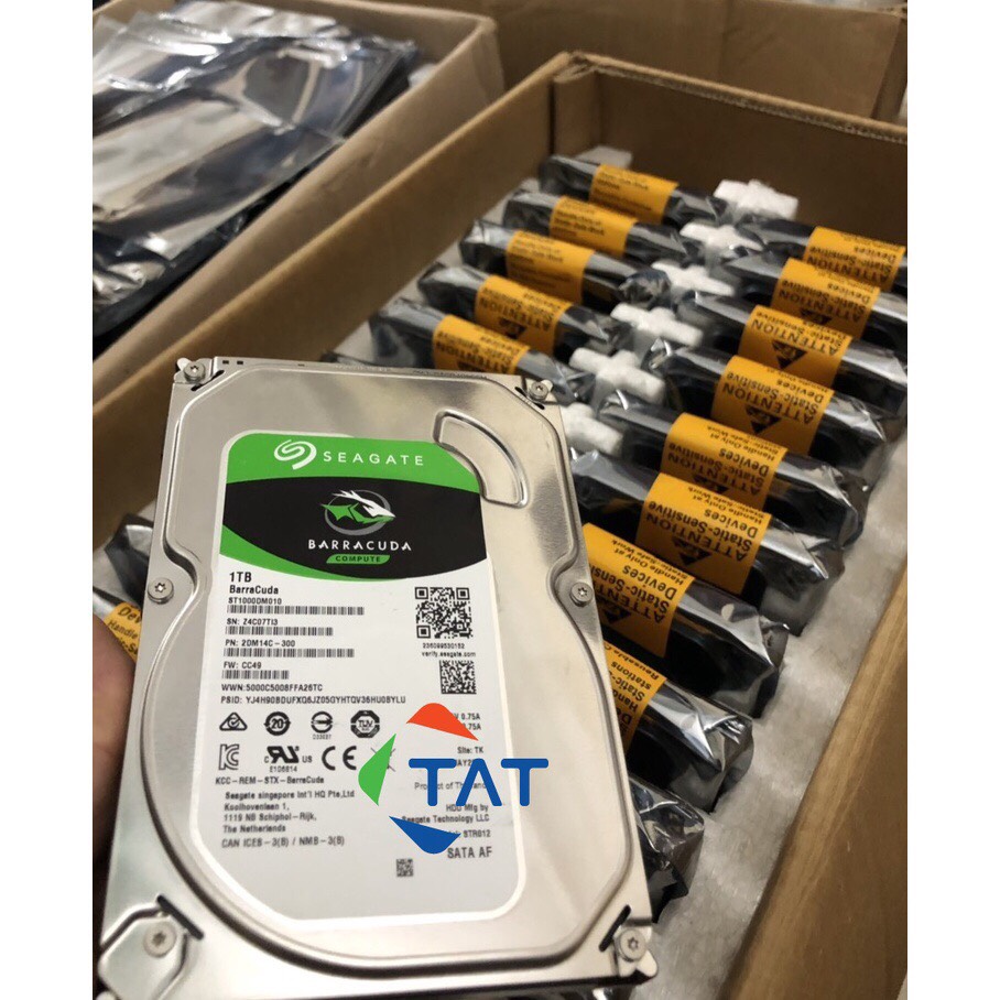 Ổ Cứng HDD 1TB Seagate Barracuda (1000GB) 3.5 inch SATA3 6Gb/s (Bảo Hành 24 Tháng 1 Đổi 1)