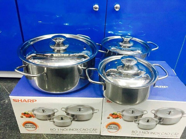 Bộ 3 Nồi inox Sharp (dùng được cho bếp từ )