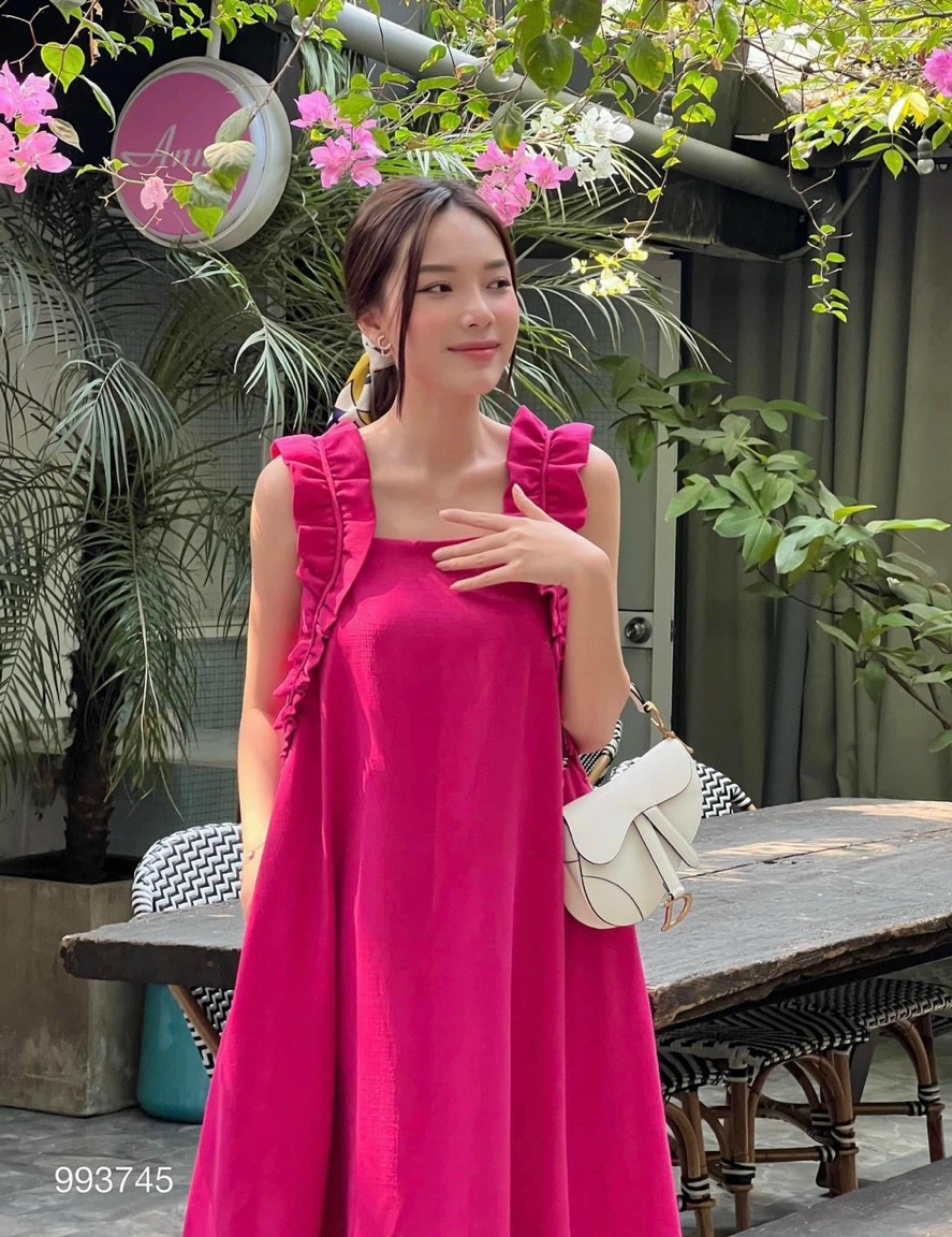 Váy bầu thời trang thiết kế M145 chất lụa hàn freesize từ 45 đến 70kg