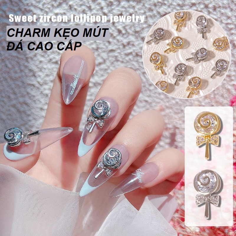 Charm Kẹo Mút Đá Pha Lê Xoay Cao Cấp