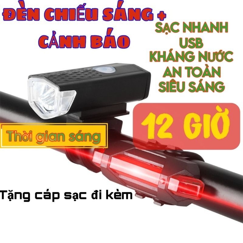 Đèn xe đạp thể thao đèn led chống nước,bộ đèn pha LED sạc USB chuyên dụng cho xe đạp leo núi,có thể sạc lại