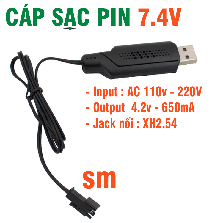 Dây sạc pin 7.4V cổng nối SM cho xe mô hình điều khiển từ xa
