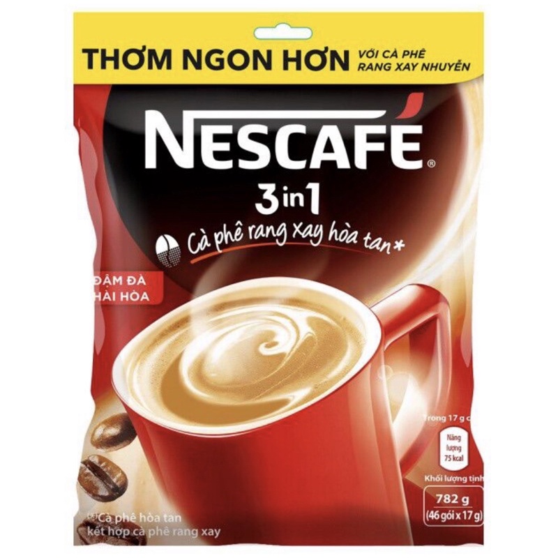 Cà phê rang xay hòa tan Nescafé 3in1 đậm vị cà phê (Bịch 46 gói x 17g)