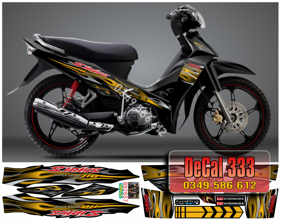 Tem Rời SIRIUS 110cc 50cc RC mẫu LỬA BỐC CHÁY 892657 - NHIỀU LỰA CHỌN MÀU (Sticker sirius)