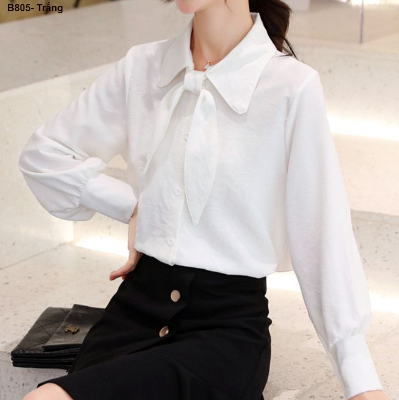 [HCM]B805- Áo sơ mi đũi phối nơ