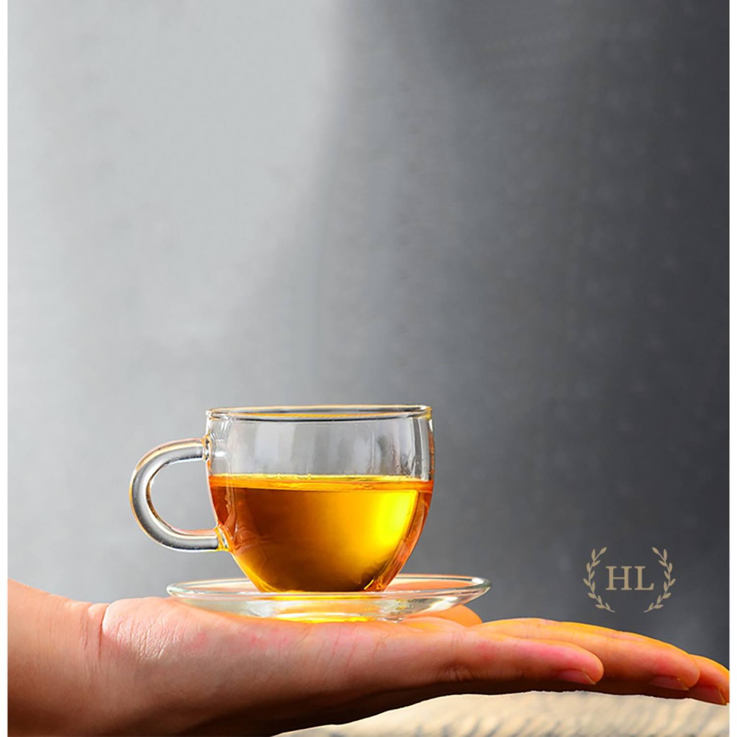CHÉN THỦY TINH QUAI | Chén thủy tinh chịu nhiệt chuyên dùng cho trà hoa cúc 100ml kèm đĩa kê thủy tinh chịu nhiệt