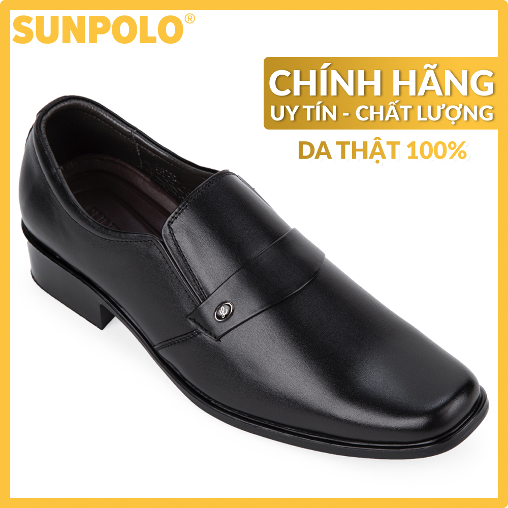 Giày nam, Giày công sở da bò SUNPOLO SPH120RN (Đen)
