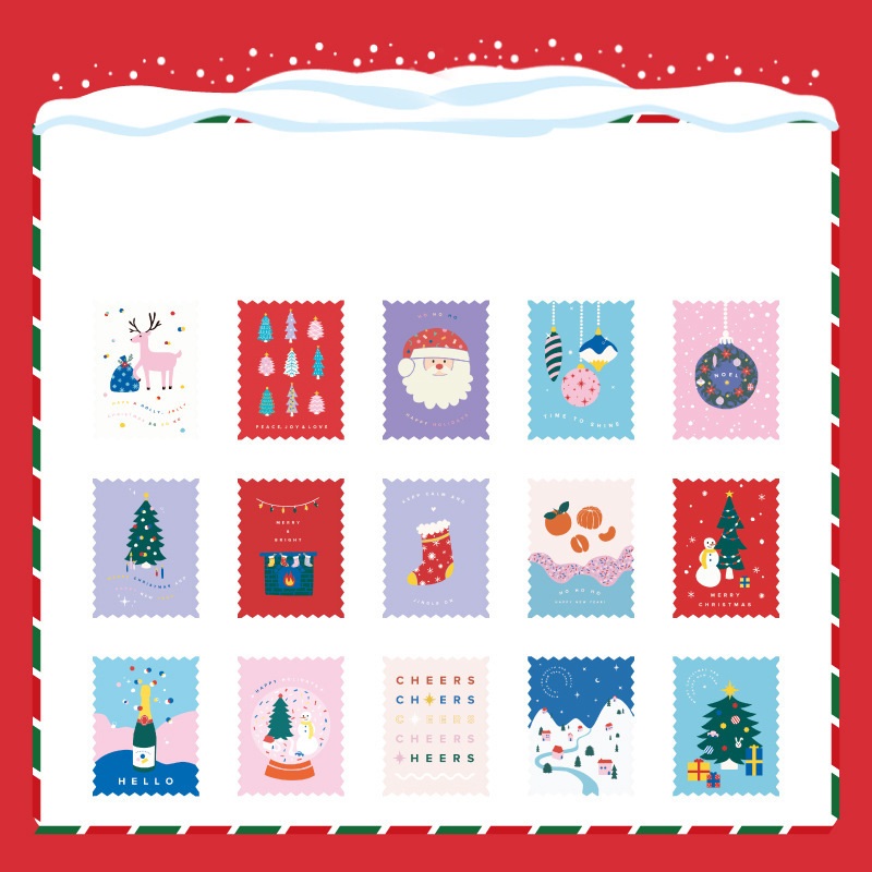 [HCM]45 Miếng Dán Trang Trí Giáng Sinh Sticker Trang Trí Thiệp Giáng Sinh Sticker Ông Già Noel Sticker Cây Thông Noel