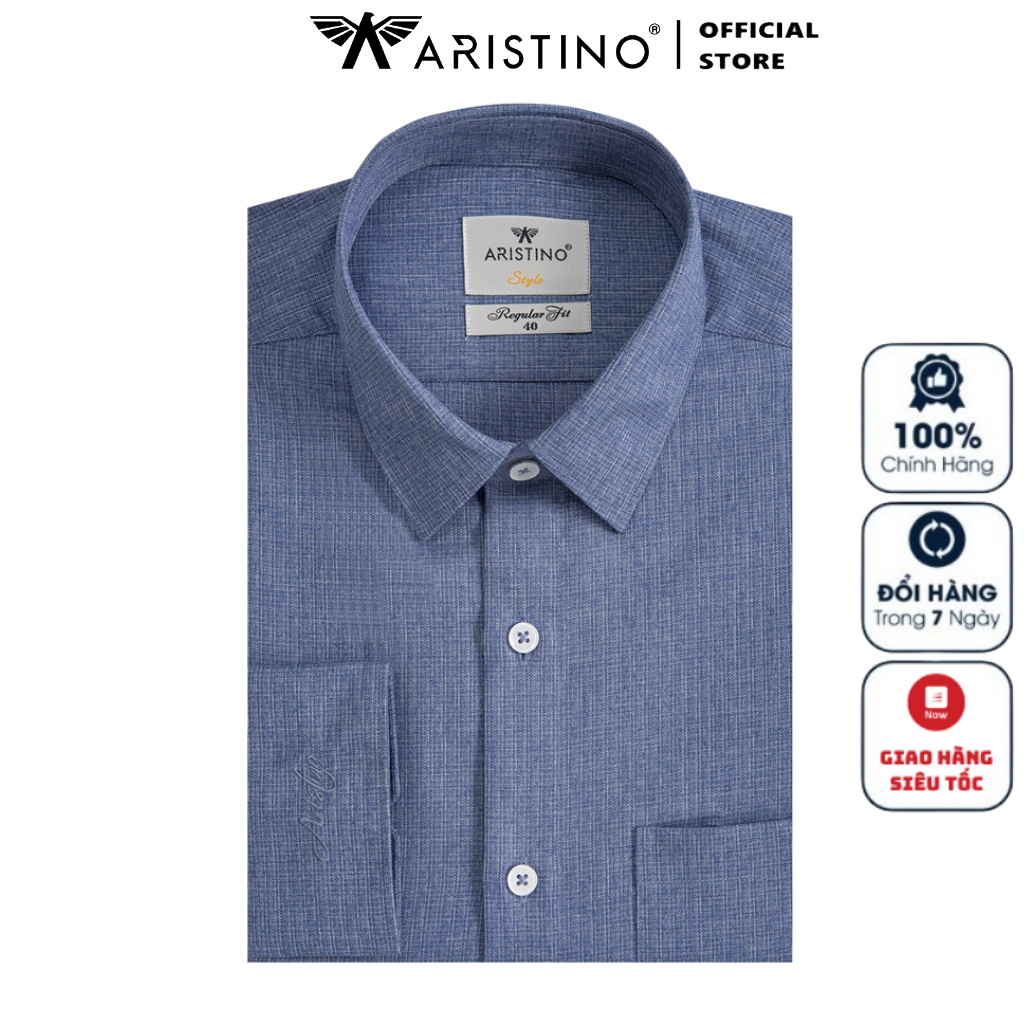 Áo Sơ Mi Nam Dài Tay ARISTINO ALS23901 Somi Công Sở Dáng suông tà lượn có
