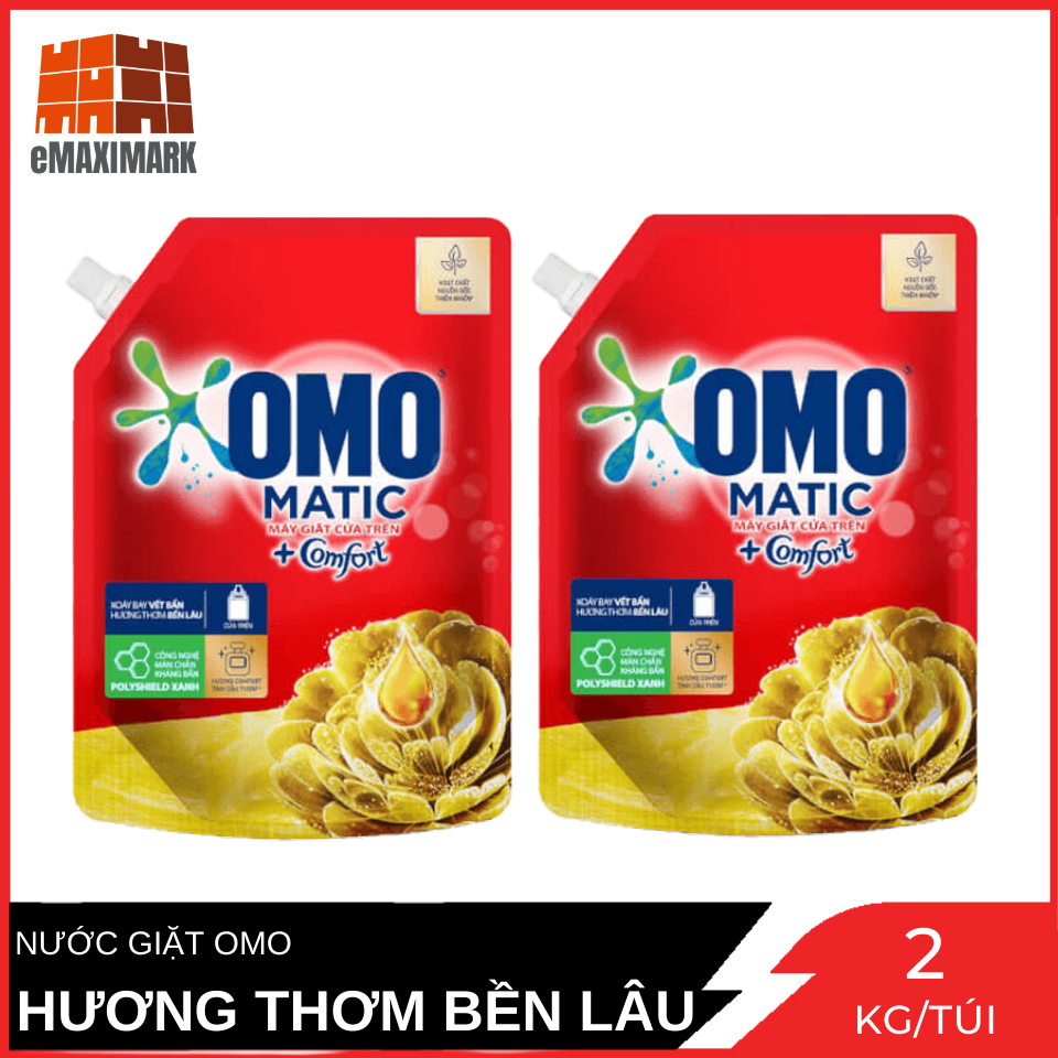 [HCM ship 2h] Combo 2 Túi Nước Giặt Omo Hương Tinh Dầu Thơm Túi 2KG