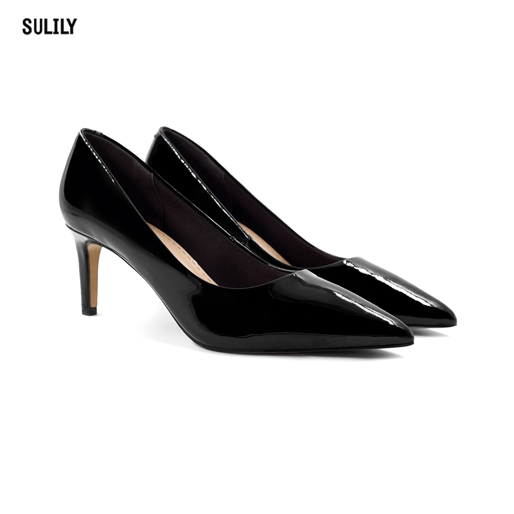 Giày Cao Gót 5cm Da Bóng Đệm Mút Sulily G01-II20DEN
