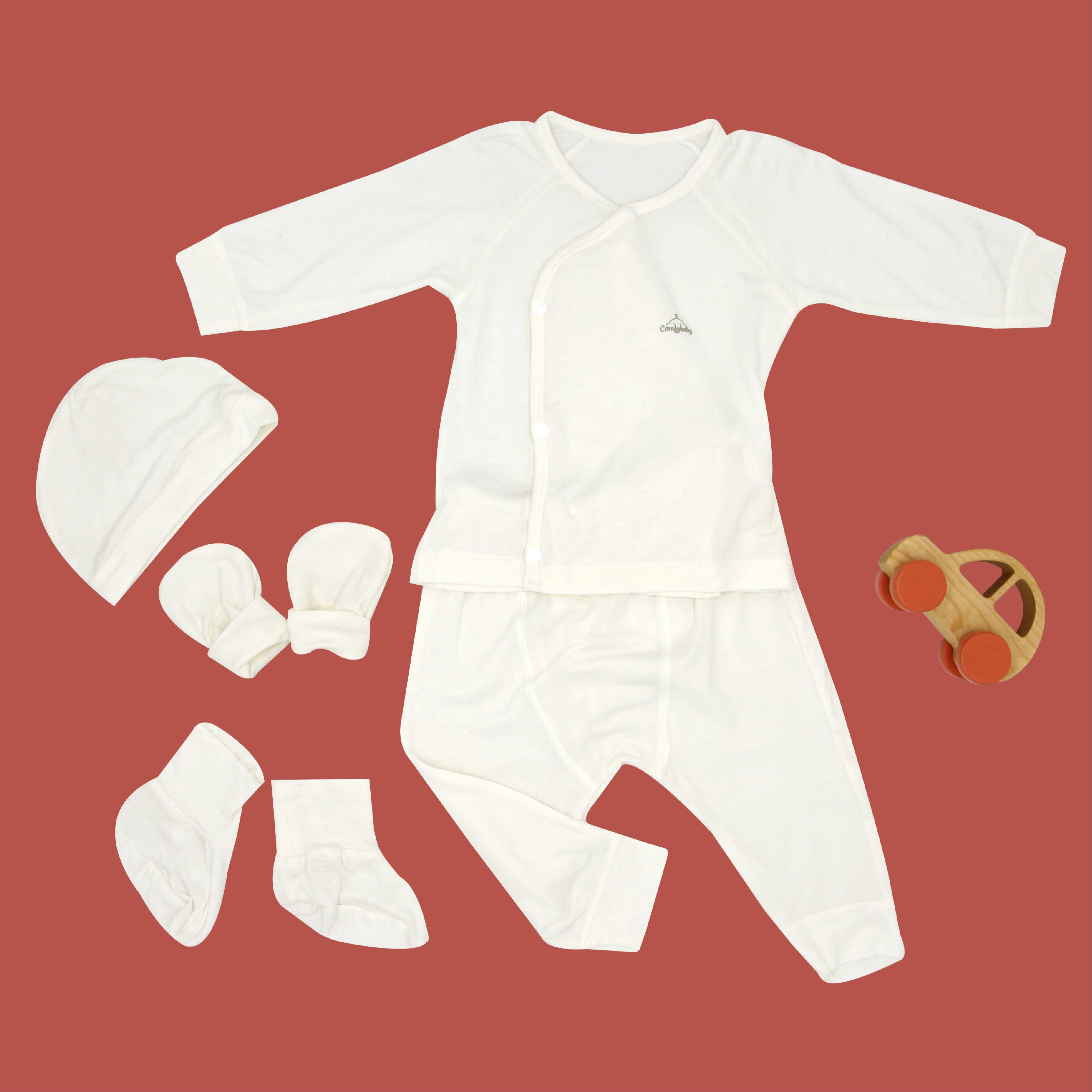 Set quần áo cho bé sơ sinh Vải gỗ Sồi Modal gồm 5 món Comfybaby Eco