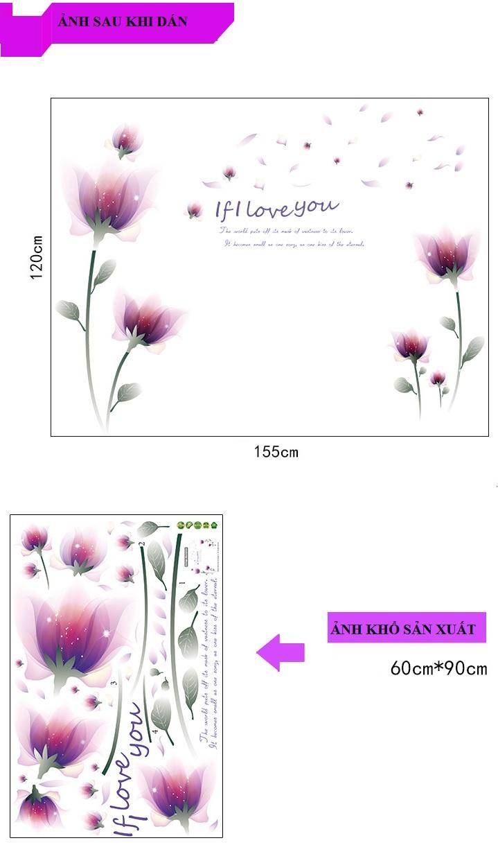 Decal dán tường Hoa pha lê tím -H9-flowerdecal-Scenedecal