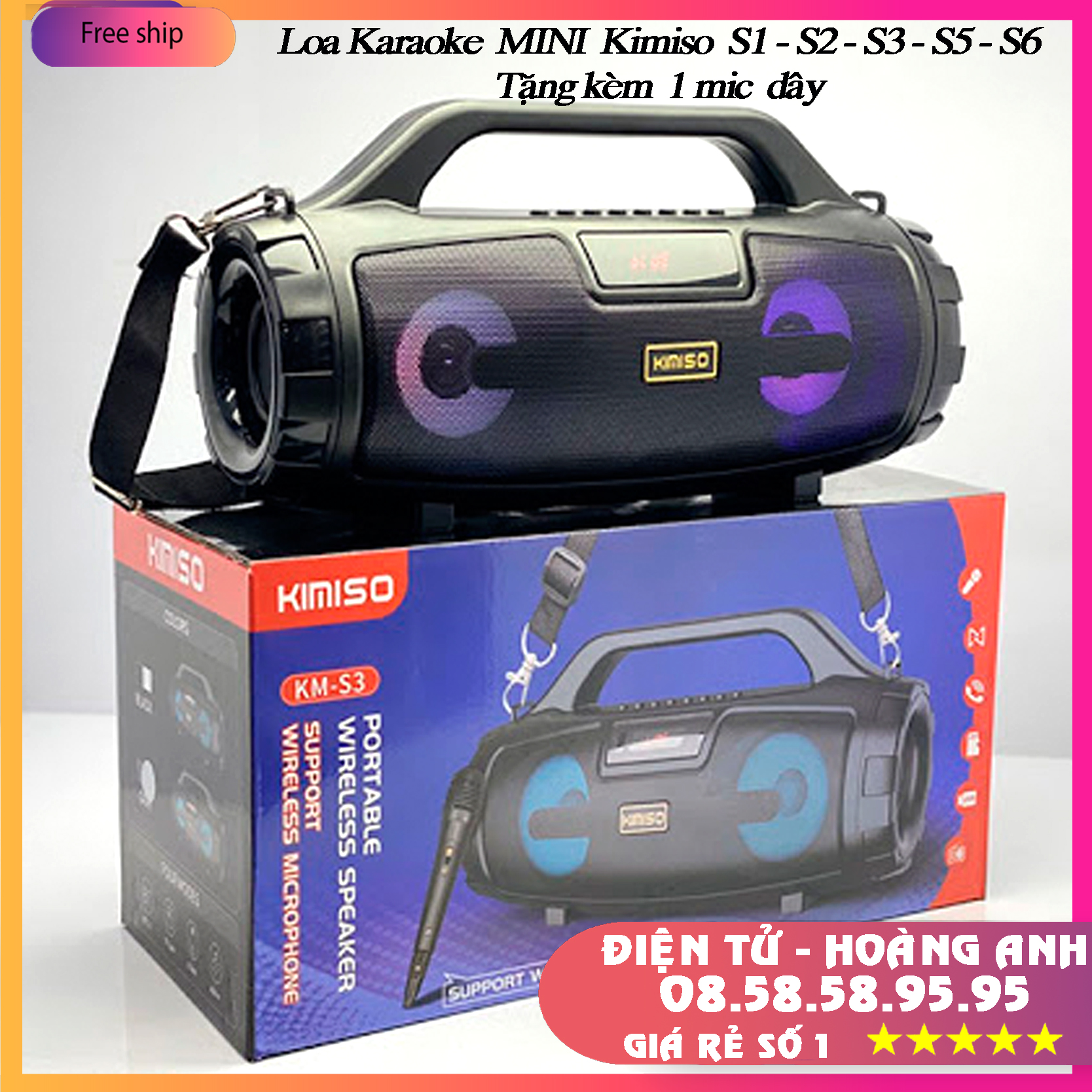 Loa Bluetooth Karaoke KIMISO KM-S3 -(S1 - S2 - S5 - S6) (tặng míc Có dây)