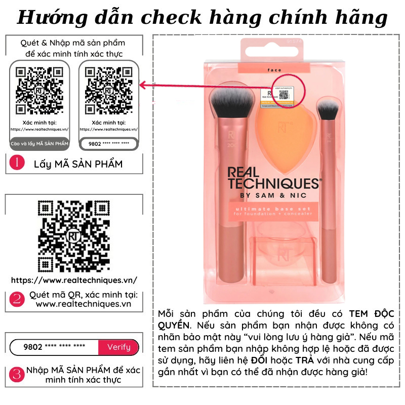 Bộ 2 Cọ Kèm Mút Và Khay Đựng Mút Real Techniques Ultimate Base Set