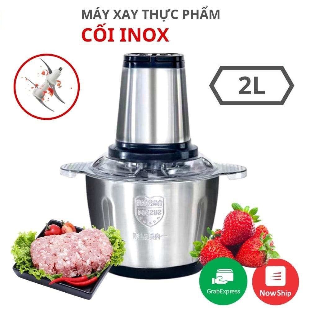 Máy Xay Thịt Xay Thực Phẩm Đa Năng Cối 2L Dao 4 Lưỡi