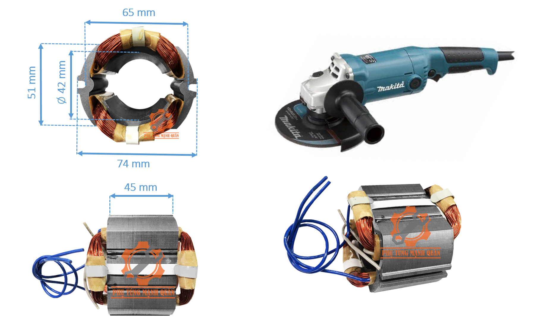 Cuộn điện / Stator máy mài góc MAKITAA 6020 (lỗ 42mm - dài 45mm)