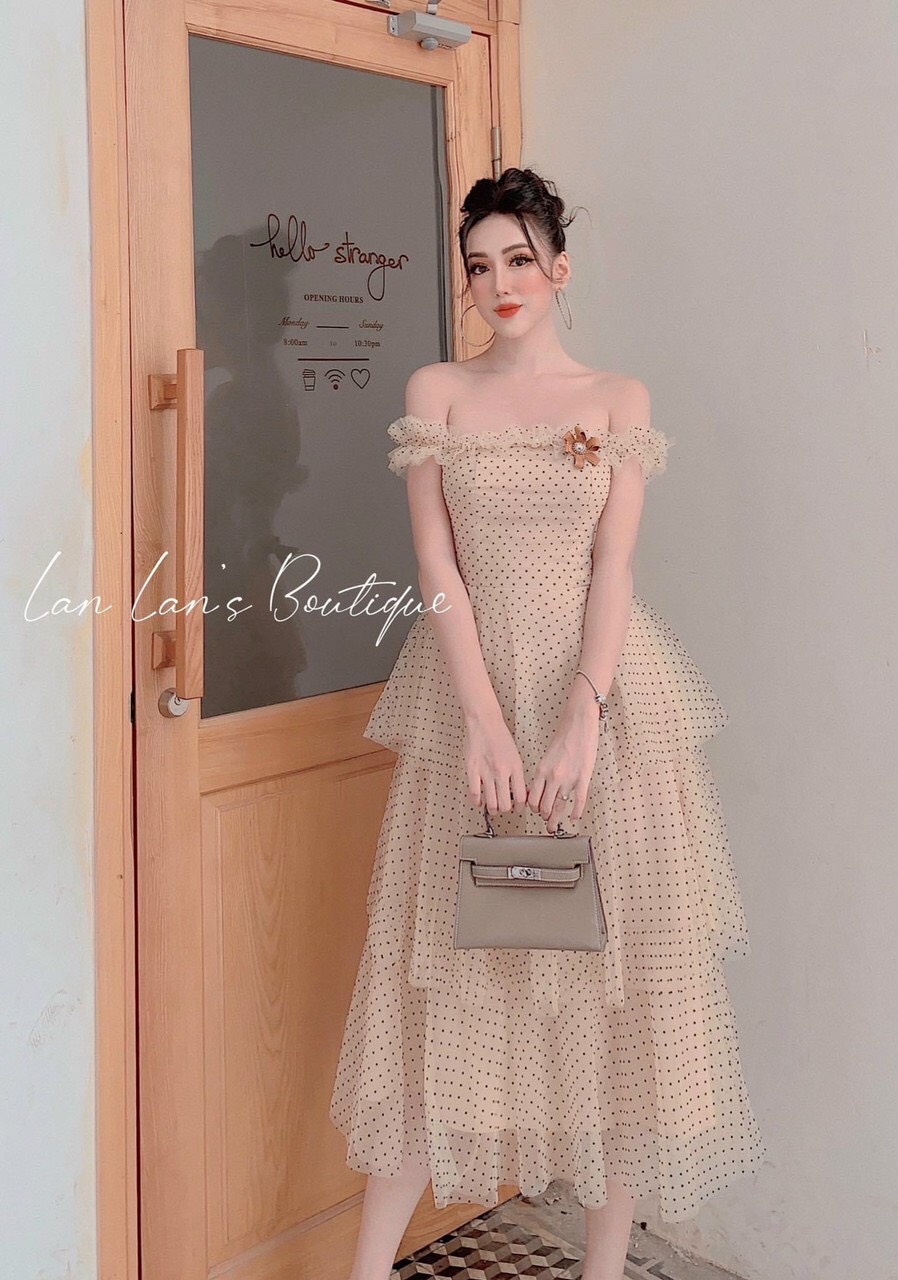 Đầm dự tiệc đính hoa, váy tầng xòe bồng, váy chấm bi, đầm dạ hội tôn dáng, váy tiểu thư sang chảnh DX