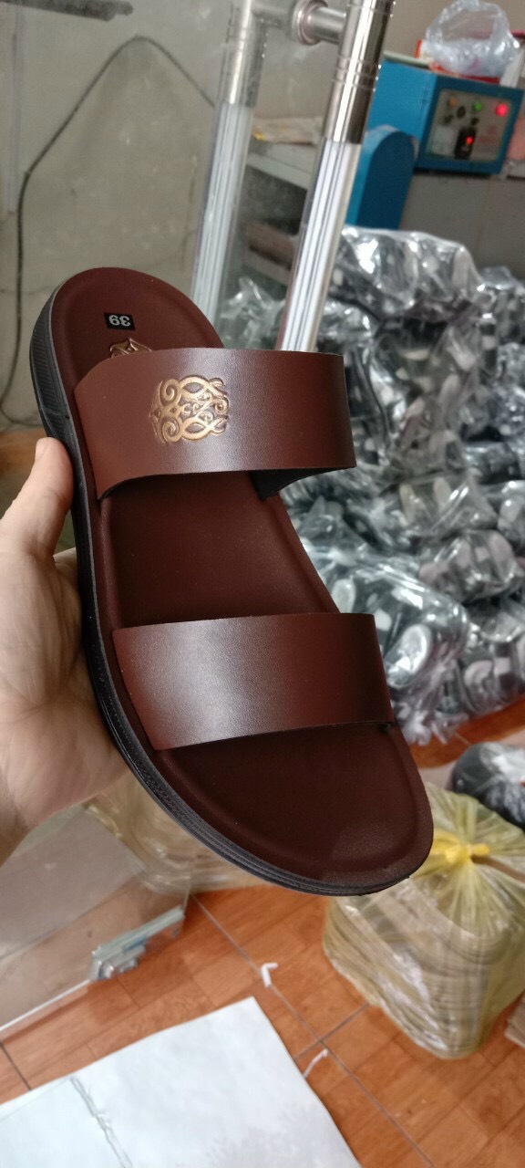 Dép da bò thật nam 2 quai đế kếp đi êm chân(bảo hành 6 tháng)