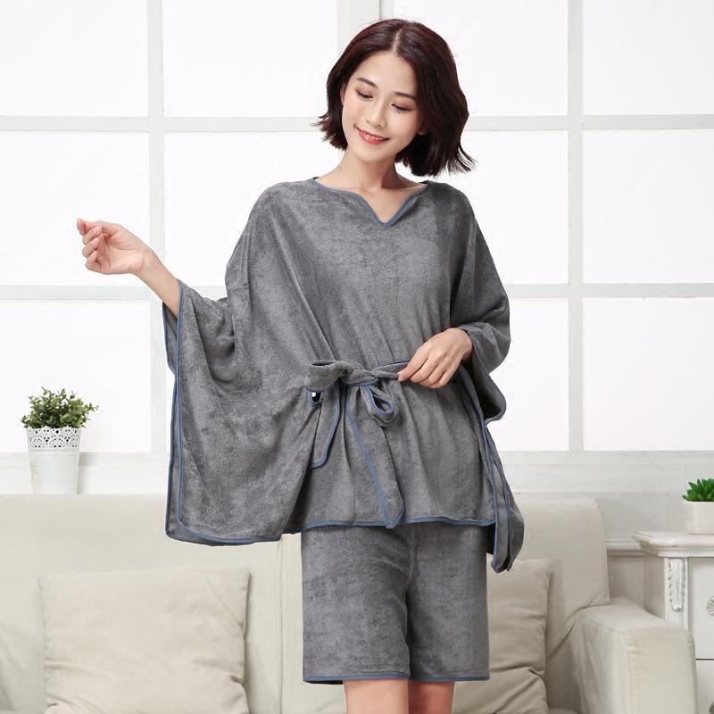 Phong Cách Nhật Bản Jiayuan 100% Cotton Chia Có Thể Mặc Khăn Tắm Ki-mô-nô Quần Ngắn Phù Hợp Với Phụ Nữ Váy Tắm Hấp Áo Tắm Áo Mặc Ở Nhà Áo Choàng Tắm