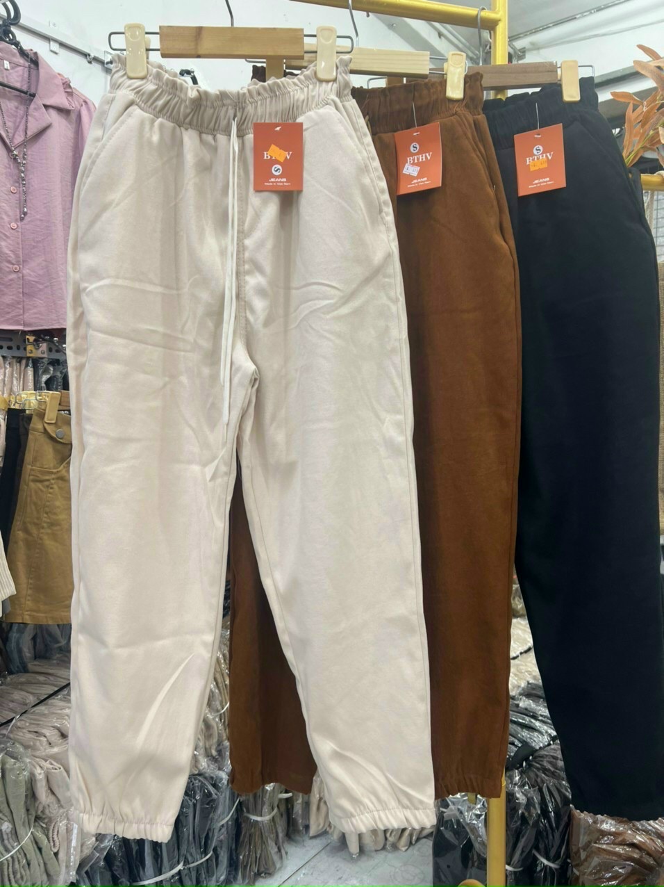 QUẦN BAGGY TĂM nữ cạp chun chất tăm cao cấp