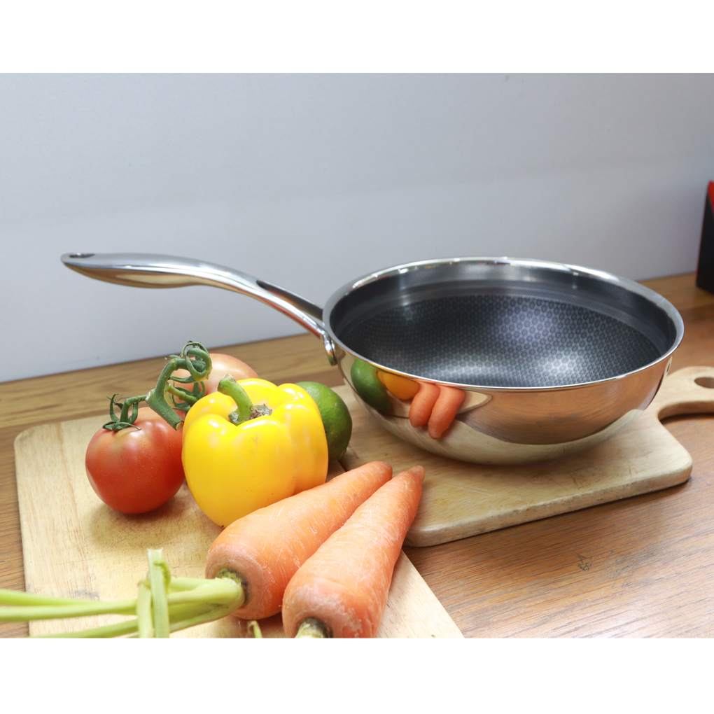 Chảo chống dính sâu lòng Kims Cook Blackcube 3 lớp đúc liền inox 304 ( 24cm / 26cm / 28cm / 30cm / 32cm ) , dùng được bếp từ , hồng ngoại , gas
