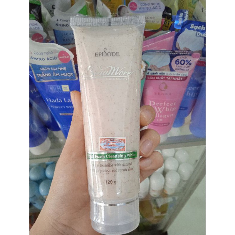 Sữa Rửa Mặt Hạt Mơ BeauMore Episode Scrub Foam Cleansing White 120g