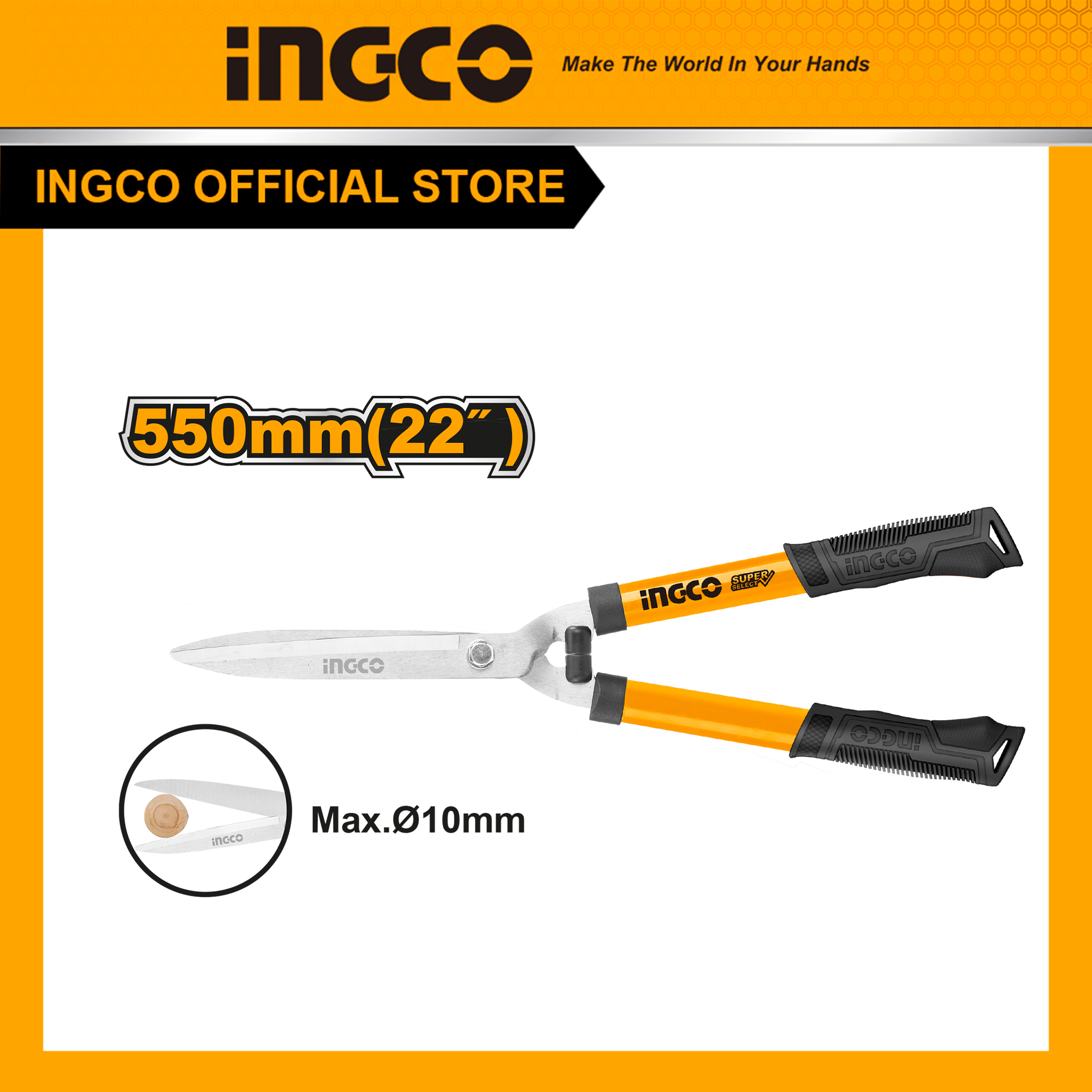 Kéo cắt tỉa cây cành hàng rào thép carbon ingco hhs62011 550mm