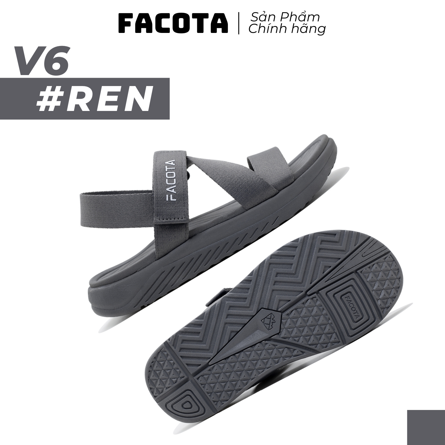 FACOTA Giày Sandal Unisex thể thao Facota V6 R11-XÁM ĐẬM