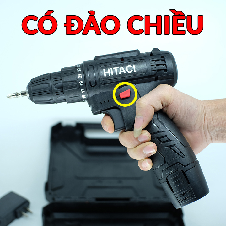 Máy khoan pin cầm tay, máy khoan mini, máy khoan cầm tay 12v Hitachi, khoan pin giá rẻ 2 cấp tốc độ, khoan pin 12v đảo chiều bắt vít, may khoan pin, máy khoan cầm tay