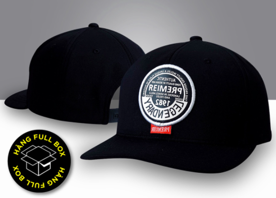 Nón lưỡi trai hip hop màu đen logo tròn premier cao cấp