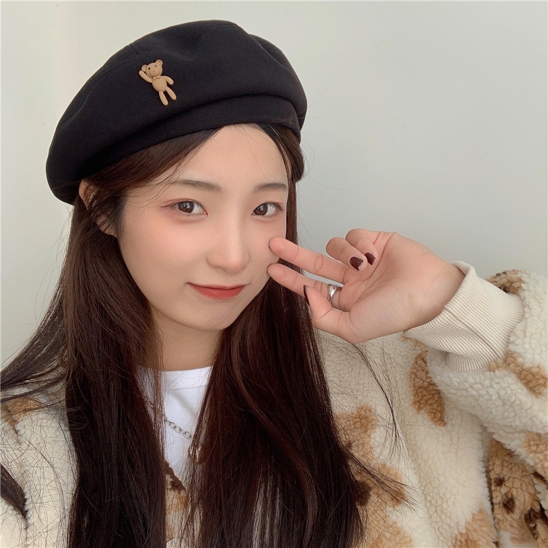 Mũ nồi beret tag gấu siêu xinh